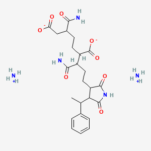 molecular formula C24H37N5O8 B1222255 diazanium;2-[1-amino-4-[2,5-dioxo-4-(1-phenylethyl)pyrrolidin-3-yl]-1-oxobutan-2-yl]-5-carbamoylheptanedioate CAS No. 82230-03-3
