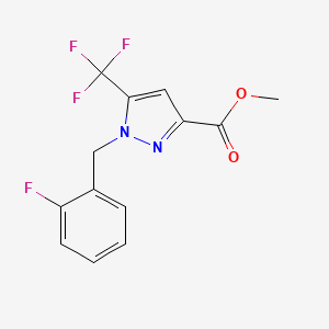 molecular formula C13H10F4N2O2 B12222564 Methyl 1-(2-fluorobenzyl)-5-(trifluoromethyl)-1H-pyrazole-3-carboxylate 