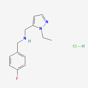 molecular formula C13H17ClFN3 B12222610 1-(1-ethyl-1H-pyrazol-5-yl)-N-(4-fluorobenzyl)methanamine 