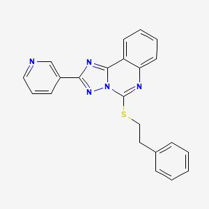 molecular formula C22H17N5S B12222633 5-[(2-Phenylethyl)sulfanyl]-2-(pyridin-3-yl)[1,2,4]triazolo[1,5-c]quinazoline 