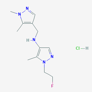 molecular formula C12H19ClFN5 B12222673 N-[(1,5-dimethylpyrazol-4-yl)methyl]-1-(2-fluoroethyl)-5-methylpyrazol-4-amine;hydrochloride 