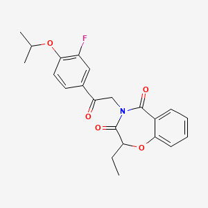 molecular formula C22H22FNO5 B12222718 2-ethyl-4-{2-[3-fluoro-4-(propan-2-yloxy)phenyl]-2-oxoethyl}-1,4-benzoxazepine-3,5(2H,4H)-dione 