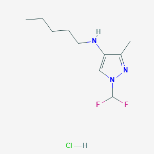 molecular formula C10H18ClF2N3 B12222729 1-(difluoromethyl)-3-methyl-N-pentylpyrazol-4-amine;hydrochloride 