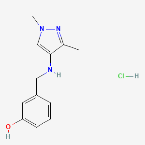 molecular formula C12H16ClN3O B12222787 3-[[(1,3-Dimethylpyrazol-4-yl)amino]methyl]phenol;hydrochloride 