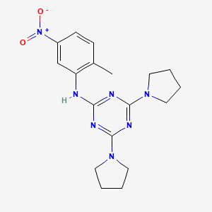 molecular formula C18H23N7O2 B1222280 N-(2-methyl-5-nitrophenyl)-4,6-bis(1-pyrrolidinyl)-1,3,5-triazin-2-amine 