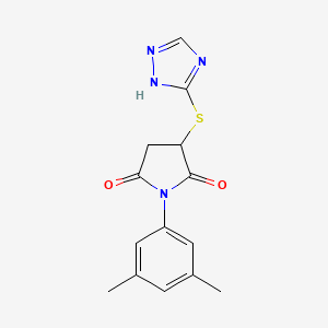 molecular formula C14H14N4O2S B1222285 1-(3,5-dimethylphenyl)-3-(1H-1,2,4-triazol-5-ylthio)pyrrolidine-2,5-dione 