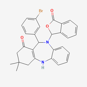 molecular formula C29H25BrN2O3 B12222855 11-(3-bromophenyl)-3,3-dimethyl-10-(3-oxo-1,3-dihydro-2-benzofuran-1-yl)-2,3,4,5,10,11-hexahydro-1H-dibenzo[b,e][1,4]diazepin-1-one 