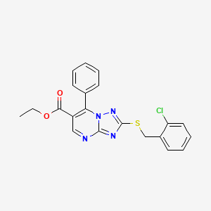 molecular formula C21H17ClN4O2S B12222863 Ethyl 2-[(2-chlorobenzyl)sulfanyl]-7-phenyl[1,2,4]triazolo[1,5-a]pyrimidine-6-carboxylate 