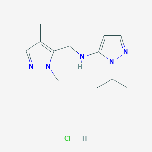 molecular formula C12H20ClN5 B12222887 N-[(1,4-dimethyl-1H-pyrazol-5-yl)methyl]-1-isopropyl-1H-pyrazol-5-amine 