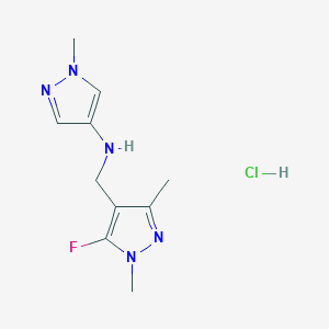 molecular formula C10H15ClFN5 B12222888 N-[(5-fluoro-1,3-dimethylpyrazol-4-yl)methyl]-1-methylpyrazol-4-amine;hydrochloride 