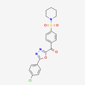 molecular formula C20H18ClN3O4S B1222295 [5-(4-Chlorophenyl)-1,3,4-oxadiazol-2-yl]-[4-(1-piperidinylsulfonyl)phenyl]methanone 