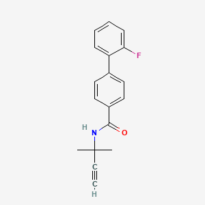 molecular formula C18H16FNO B1222303 4-(2-fluorophenyl)-N-(2-methylbut-3-yn-2-yl)benzamide 