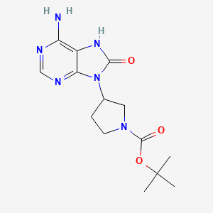 molecular formula C14H20N6O3 B12223051 (R)-6-Amino-9-(1-Boc-3-pyrrolidinyl)-7H-purin-8(9H)-one 