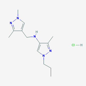 molecular formula C13H22ClN5 B12223057 N-[(1,3-dimethylpyrazol-4-yl)methyl]-3-methyl-1-propylpyrazol-4-amine;hydrochloride 