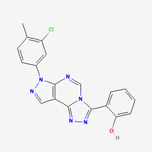 molecular formula C19H13ClN6O B12223103 2-[10-(3-Chloro-4-methylphenyl)-3,4,6,8,10,11-hexaazatricyclo[7.3.0.0^{2,6}]dodeca-1(9),2,4,7,11-pentaen-5-yl]phenol 