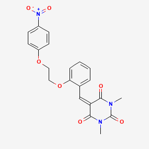 molecular formula C21H19N3O7 B1222311 1,3-Dimethyl-5-[[2-[2-(4-nitrophenoxy)ethoxy]phenyl]methylidene]-1,3-diazinane-2,4,6-trione 