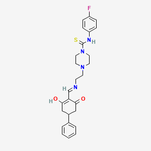 molecular formula C26H29FN4O2S B12223115 4-(2-{[(2,6-dioxo-4-phenylcyclohexylidene)methyl]amino}ethyl)-N-(4-fluorophenyl)piperazine-1-carbothioamide 