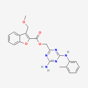 molecular formula C22H21N5O4 B1222314 3-(Methoxymethyl)-2-benzofurancarboxylic acid [4-amino-6-(2-methylanilino)-1,3,5-triazin-2-yl]methyl ester 