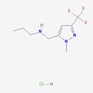 molecular formula C9H15ClF3N3 B12223149 {[1-methyl-3-(trifluoromethyl)-1H-pyrazol-5-yl]methyl}propylamine 