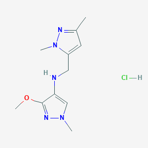 molecular formula C11H18ClN5O B12223237 N-[(2,5-dimethylpyrazol-3-yl)methyl]-3-methoxy-1-methylpyrazol-4-amine;hydrochloride 