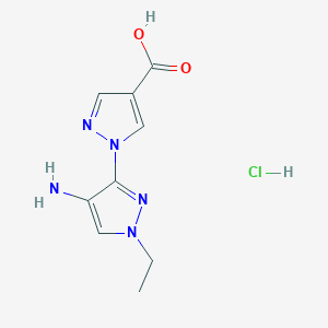molecular formula C9H12ClN5O2 B12223254 1-(4-Amino-1-ethylpyrazol-3-yl)pyrazole-4-carboxylic acid;hydrochloride 