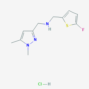 molecular formula C11H15ClFN3S B12223256 1-(1,5-dimethyl-1H-pyrazol-3-yl)-N-[(5-fluoro-2-thienyl)methyl]methanamine 