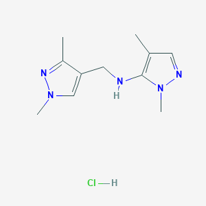 molecular formula C11H18ClN5 B12223391 N-[(1,3-dimethylpyrazol-4-yl)methyl]-2,4-dimethylpyrazol-3-amine;hydrochloride 
