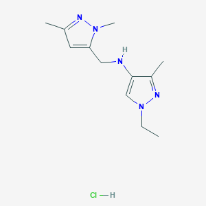 molecular formula C12H20ClN5 B12223462 N-[(2,5-dimethylpyrazol-3-yl)methyl]-1-ethyl-3-methylpyrazol-4-amine;hydrochloride 