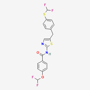 molecular formula C19H14F4N2O2S2 B1222347 4-(difluoromethoxy)-N-[5-[[4-(difluoromethylthio)phenyl]methyl]-2-thiazolyl]benzamide 