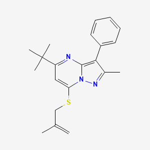 molecular formula C21H25N3S B12223475 5-Tert-butyl-2-methyl-7-[(2-methylprop-2-en-1-yl)sulfanyl]-3-phenylpyrazolo[1,5-a]pyrimidine 