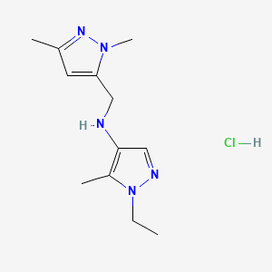 molecular formula C12H20ClN5 B12223510 N-[(2,5-dimethylpyrazol-3-yl)methyl]-1-ethyl-5-methylpyrazol-4-amine;hydrochloride 