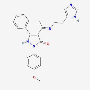 molecular formula C23H23N5O2 B12223522 (4Z)-4-(1-{[2-(1H-imidazol-4-yl)ethyl]amino}ethylidene)-2-(4-methoxyphenyl)-5-phenyl-2,4-dihydro-3H-pyrazol-3-one 