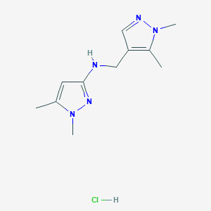 molecular formula C11H18ClN5 B12223630 N-[(1,5-dimethylpyrazol-4-yl)methyl]-1,5-dimethylpyrazol-3-amine;hydrochloride 