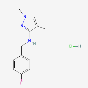 molecular formula C12H15ClFN3 B12223641 N-[(4-fluorophenyl)methyl]-1,4-dimethylpyrazol-3-amine;hydrochloride 