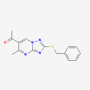 molecular formula C15H14N4OS B12223879 1-[2-(Benzylsulfanyl)-5-methyl[1,2,4]triazolo[1,5-a]pyrimidin-6-yl]ethanone 