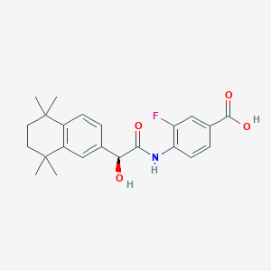 molecular formula C23H26FNO4 B1222391 3-Fluoro-4-[2-hydroxy-2-(5,5,8,8-tetramethyl-5,6,7,8,-tetrahydro-naphtalen-2-YL)-acetylamino]-benzoic acid 