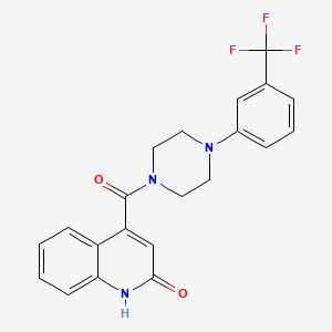 molecular formula C21H18F3N3O2 B1222398 4-[4-[3-(trifluoromethyl)phenyl]piperazine-1-carbonyl]-1H-quinolin-2-one 