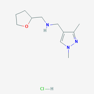 molecular formula C11H20ClN3O B12224051 1-(1,3-dimethyl-1H-pyrazol-4-yl)-N-(tetrahydrofuran-2-ylmethyl)methanamine 