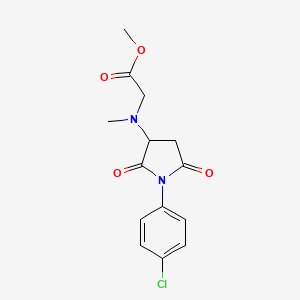 molecular formula C14H15ClN2O4 B1222408 2-[[1-(4-Chlorophenyl)-2,5-dioxo-3-pyrrolidinyl]-methylamino]acetic acid methyl ester 