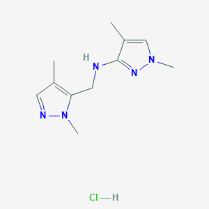 molecular formula C11H18ClN5 B12224102 N-[(2,4-dimethylpyrazol-3-yl)methyl]-1,4-dimethylpyrazol-3-amine;hydrochloride 