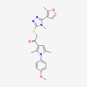 molecular formula C23H24N4O3S B1222411 1-[1-(4-Methoxyphenyl)-2,5-dimethyl-3-pyrrolyl]-2-[[4-methyl-5-(2-methyl-3-furanyl)-1,2,4-triazol-3-yl]thio]ethanone 