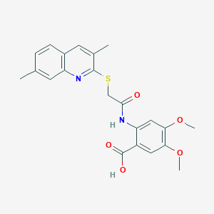 2-[[2-[(3,7-Dimethyl-2-quinolinyl)thio]-1-oxoethyl]amino]-4,5-dimethoxybenzoic acid