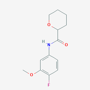 molecular formula C13H16FNO3 B12224236 N-(4-fluoro-3-methoxyphenyl)oxane-2-carboxamide 