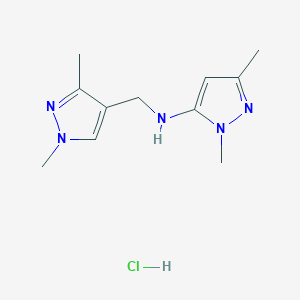 molecular formula C11H18ClN5 B12224286 N-[(1,3-dimethylpyrazol-4-yl)methyl]-2,5-dimethylpyrazol-3-amine;hydrochloride 