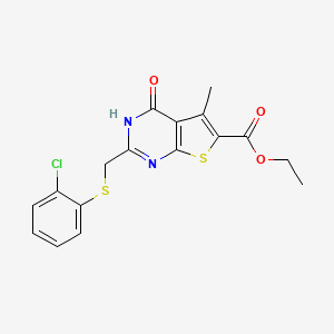 2-[[(2-chlorophenyl)thio]methyl]-5-methyl-4-oxo-3H-thieno[2,3-d]pyrimidine-6-carboxylic acid ethyl ester