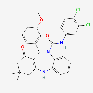 molecular formula C29H27Cl2N3O3 B12224307 N-(3,4-dichlorophenyl)-1-hydroxy-11-(3-methoxyphenyl)-3,3-dimethyl-2,3,4,11-tetrahydro-10H-dibenzo[b,e][1,4]diazepine-10-carboxamide 
