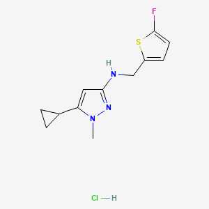 molecular formula C12H15ClFN3S B12224468 5-cyclopropyl-N-[(5-fluoro-2-thienyl)methyl]-1-methyl-1H-pyrazol-3-amine 