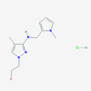 molecular formula C12H18ClFN4 B12224527 1-(2-fluoroethyl)-4-methyl-N-[(1-methylpyrrol-2-yl)methyl]pyrazol-3-amine;hydrochloride 
