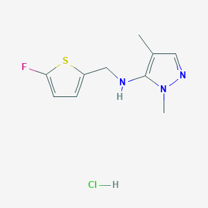 molecular formula C10H13ClFN3S B12224576 N-[(5-fluoro-2-thienyl)methyl]-1,4-dimethyl-1H-pyrazol-5-amine 