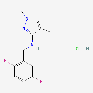 molecular formula C12H14ClF2N3 B12224641 N-[(2,5-difluorophenyl)methyl]-1,4-dimethylpyrazol-3-amine;hydrochloride 